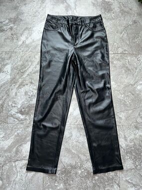 Joie Limited Edition Black Faux Leather Straight Leg Pants Women's Size 4